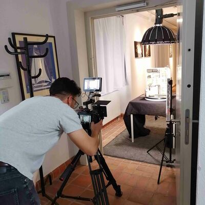 Dreharbeiten für das Dokumentarfilmprojekt des ReMO "Bomben auf Oranienburg - das Erbe einer brandenburgischen Stadt".